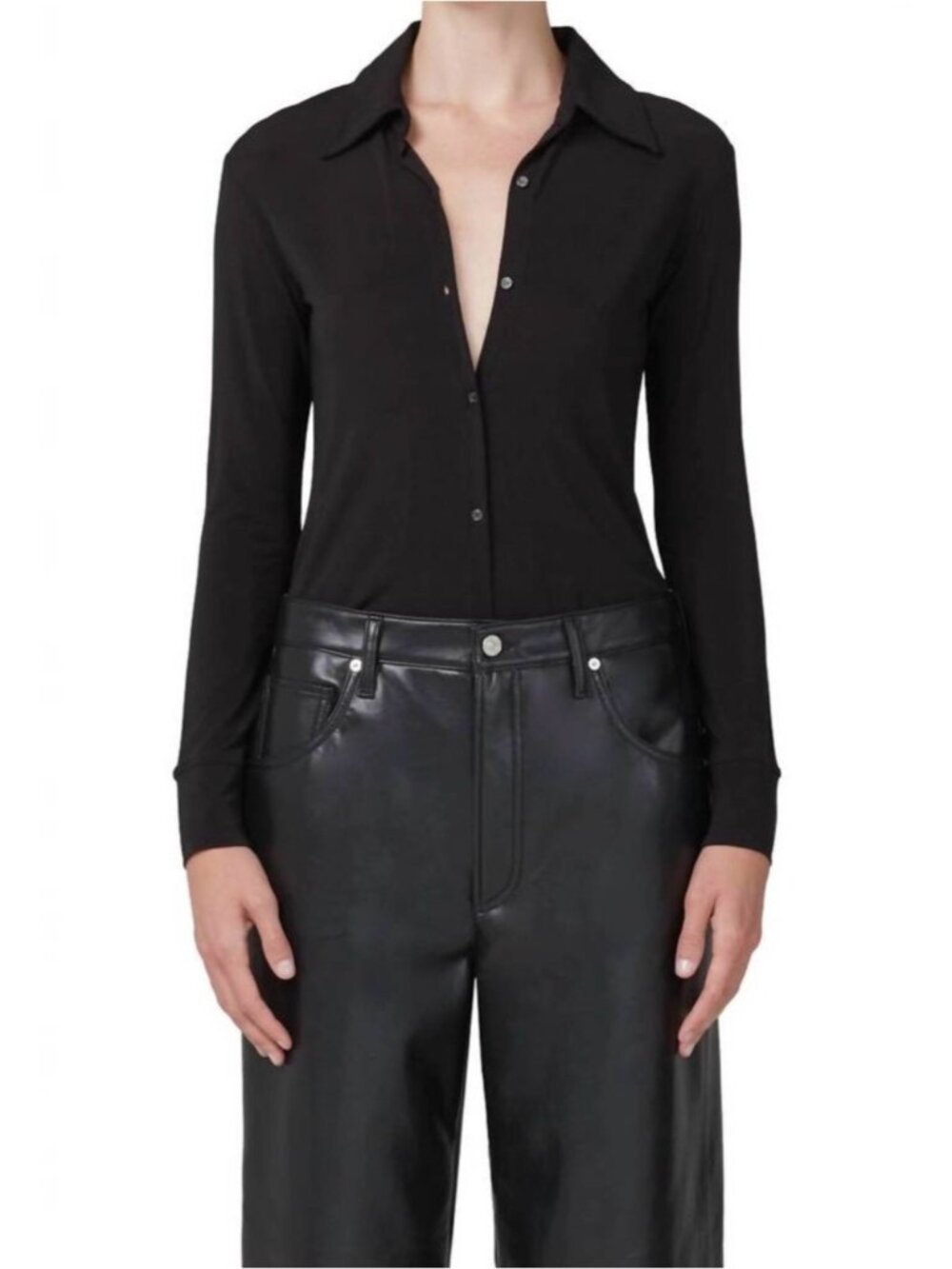 CITIZENS OF HUMANITY Dalhia Mesh Button Down Shirt xs black